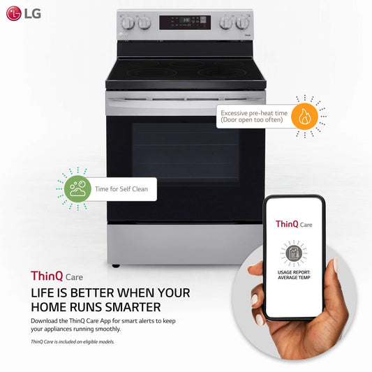 Lg LREL6321S 6.3 cu ft. Smart Wi-Fi Enabled Electric Range with EasyClean®