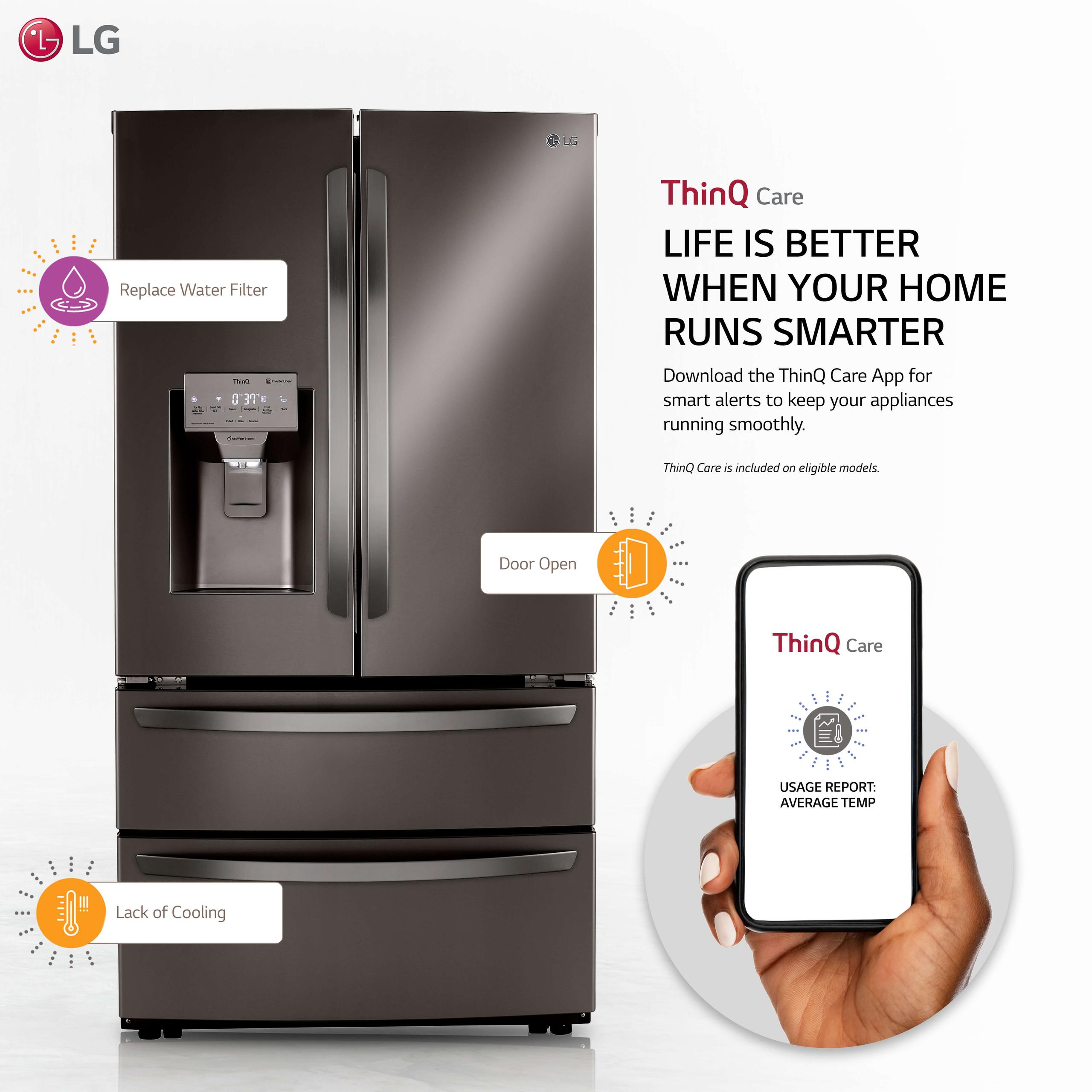 Lg 22 cu ft. Smart Counter Depth Double Freezer Refrigerator with Craft Ice™