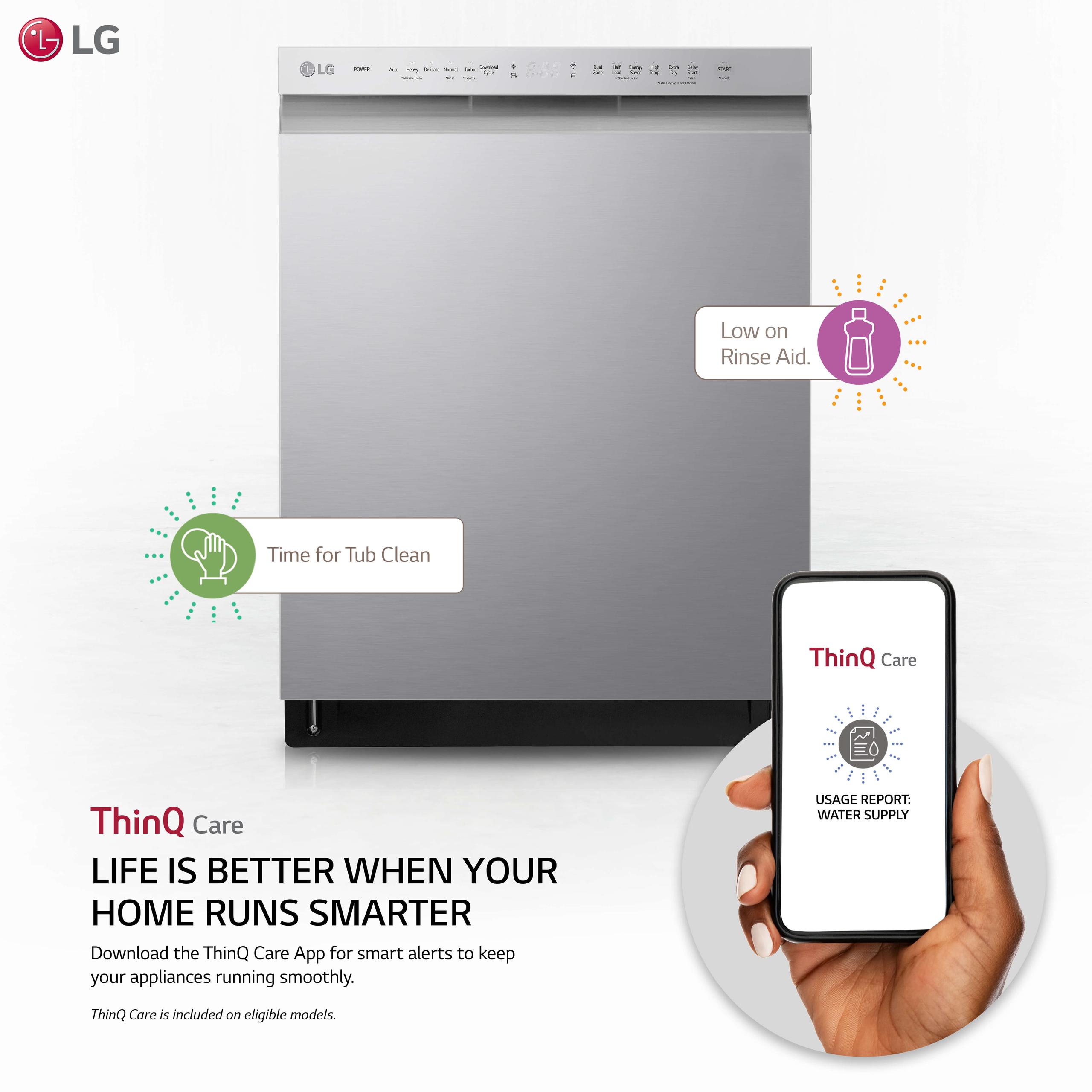 Lg Front Control Smart wi-fi Enabled Dishwasher with QuadWash™