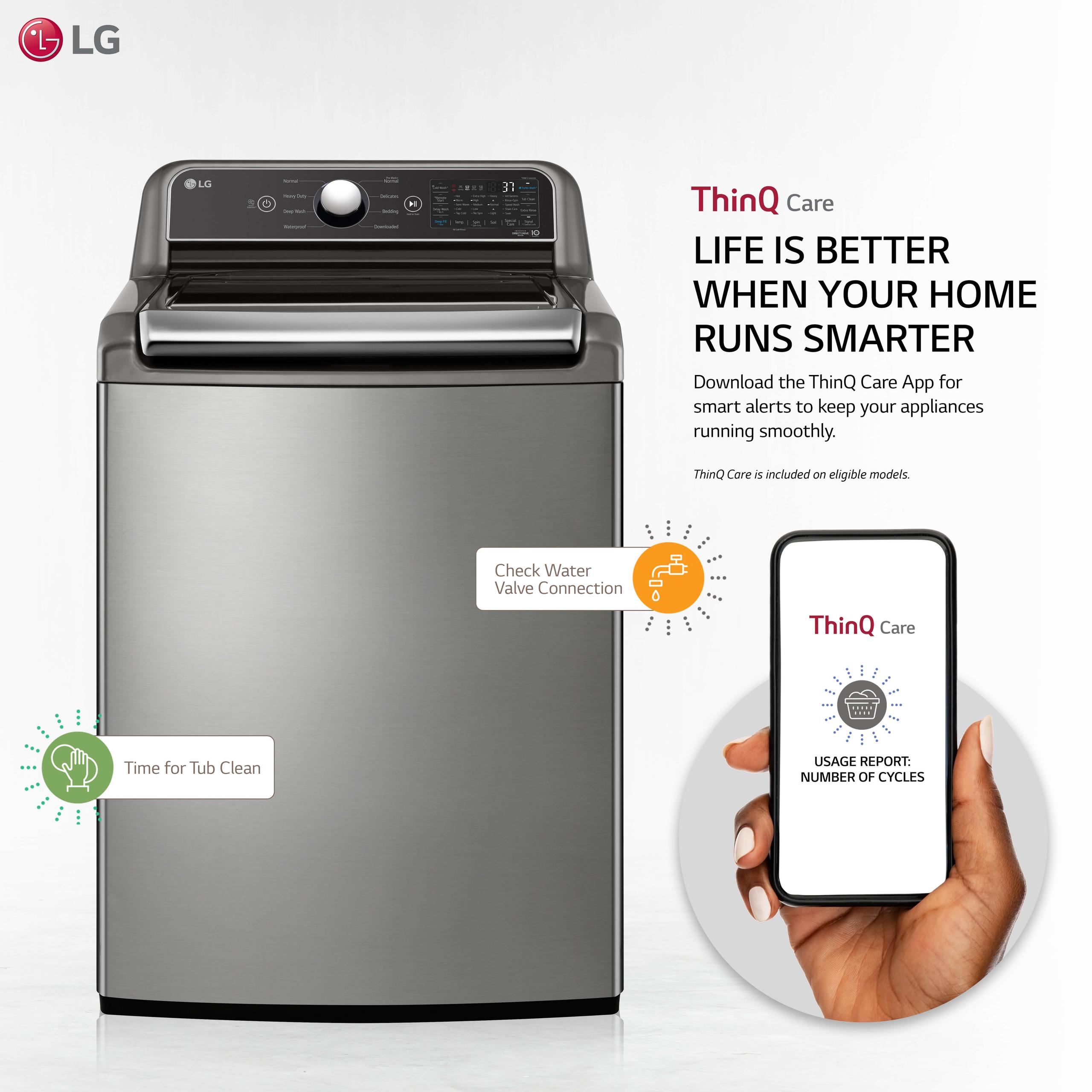 Lg 5.3 cu.ft. Mega Capacity Smart wi-fi Enabled Top Load Washer with 4-Way™ Agitator