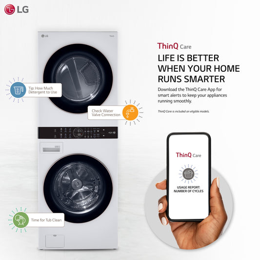 Lg WKE100HWA Single Unit Front Load LG WashTower™ with Center Control™ 4.5 cu. ft. Washer and 7.4 cu. ft. Electric Dryer