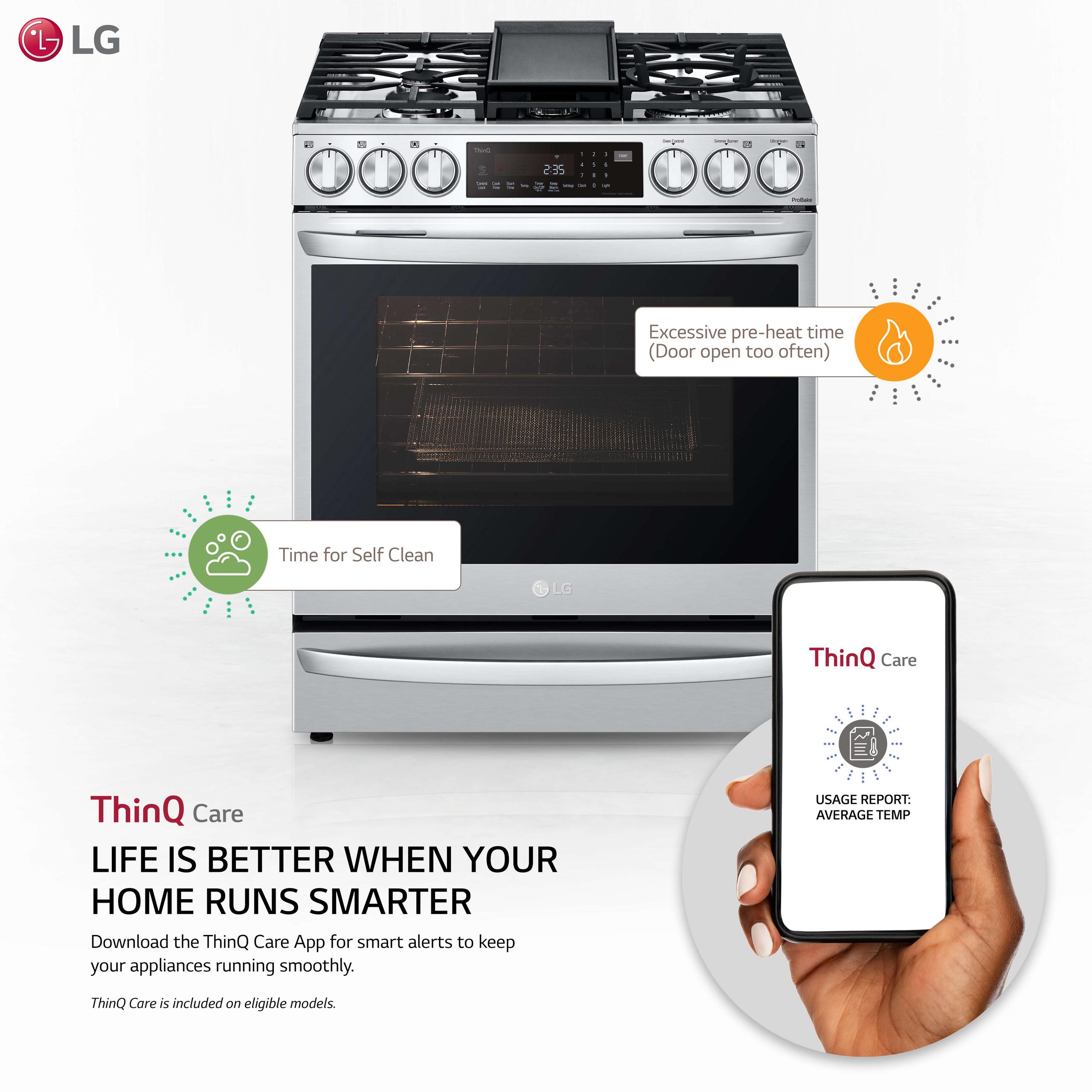 Lg 6.3 cu ft. Smart Wi-Fi Enabled ProBake Convection® InstaView™ Gas Slide-in Range with Air Fry