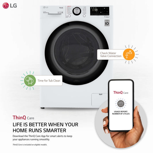 Lg WM3555HWA 2.4 cu. ft. Smart wi-fi Enabled Compact Front Load All-In-One Washer/Dryer Combo with Built-In Intelligence