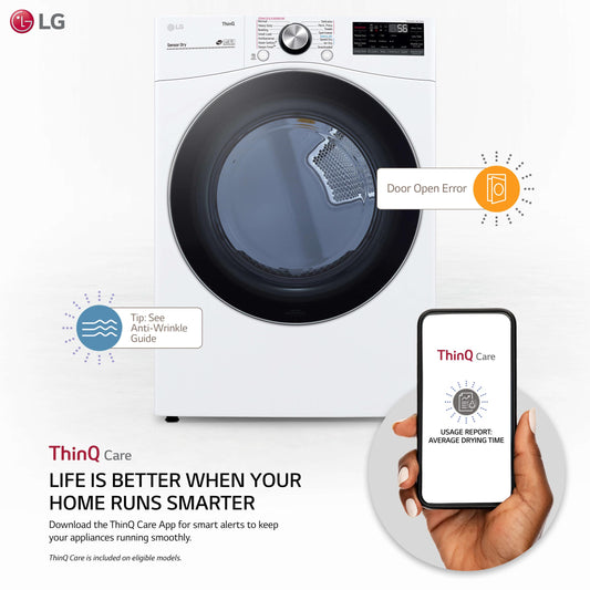 Lg DLGX4201W 7.4 cu. ft. Ultra Large Capacity Smart Wi-Fi Enabled Front Load Gas Dryer with TurboSteam™ and Built-In Intelligence
