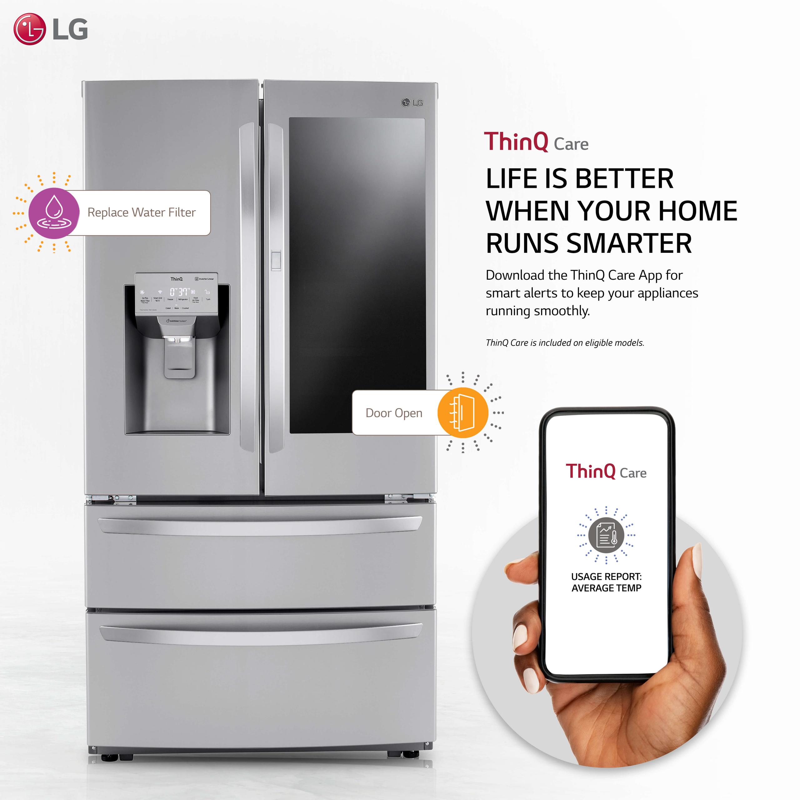 Lg 28 cu ft. Smart InstaView® Door-in-Door® Double Freezer Refrigerator with Craft Ice™