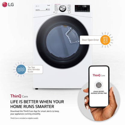 Lg DLEX4200W 7.4 cu. ft. Ultra Large Capacity Smart Wi-Fi Enabled Front Load Electric Dryer with TurboSteam™ and Built-In Intelligence