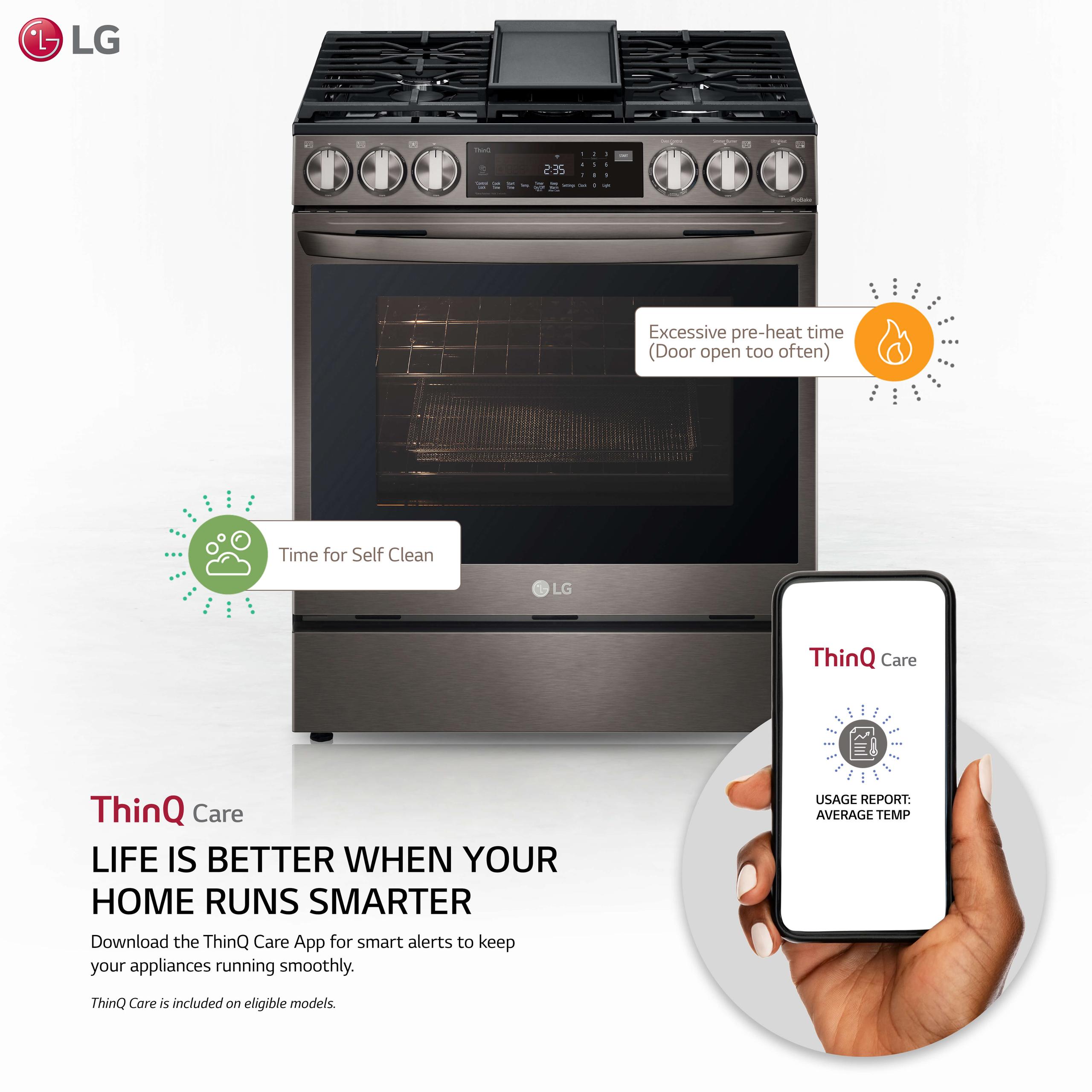 Lg 6.3 cu ft. Smart wi-fi Enabled ProBake Convection® InstaView® Gas Slide-In Range with Air Fry