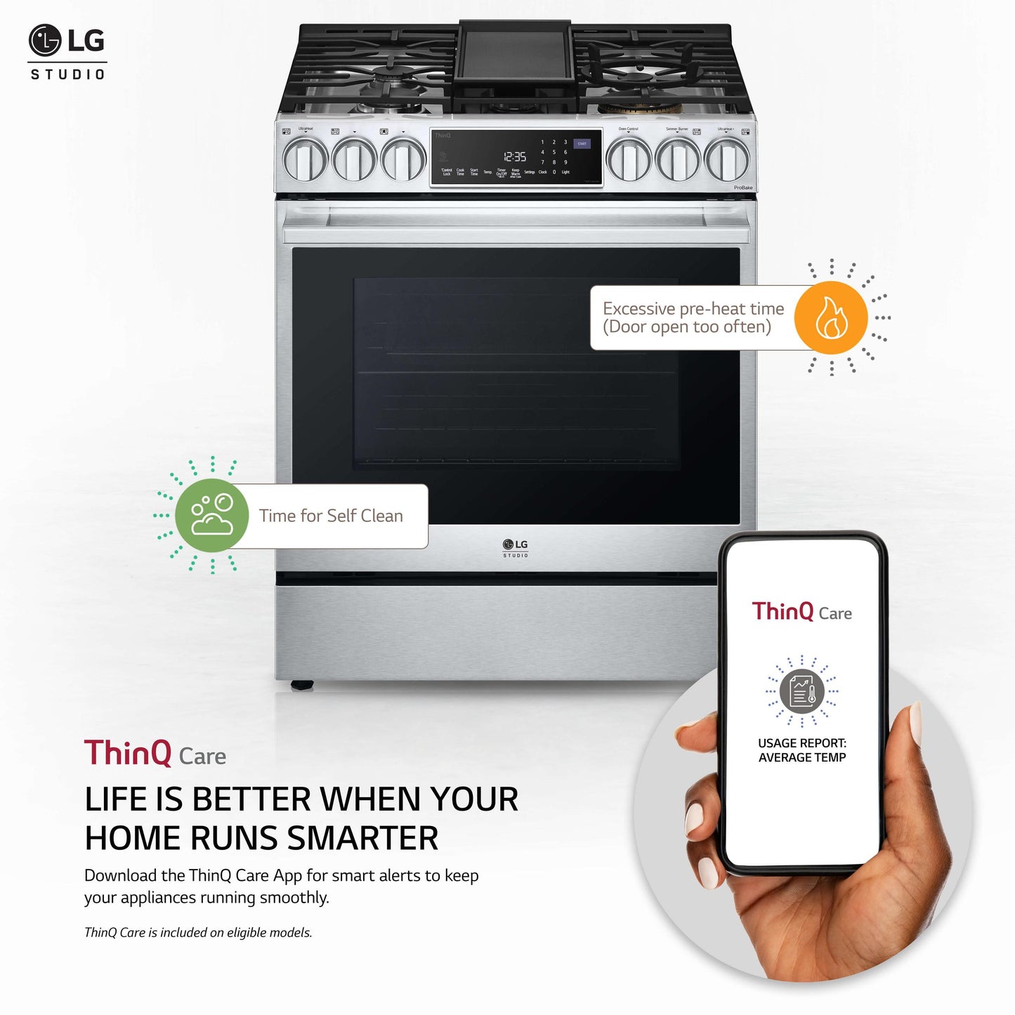 LSGS6338F LG STUDIO 6.3 cu. ft. InstaView® Gas Slide-in Range with ProBake Convection® and Air Fry