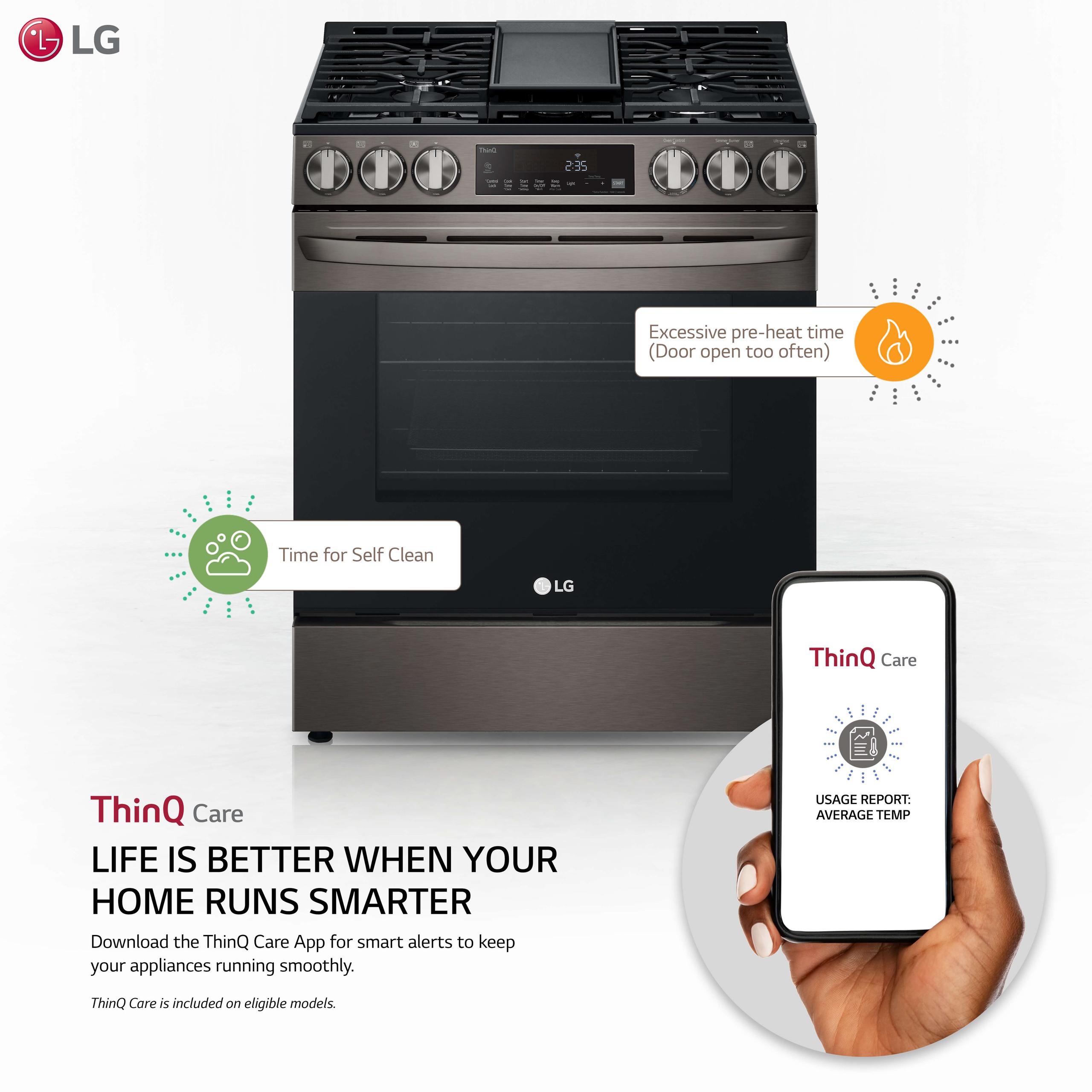 Lg LSGL5833D 5.8 cu ft. Smart Wi-Fi Enabled Fan Convection Gas Slide-in Range with Air Fry & EasyClean®