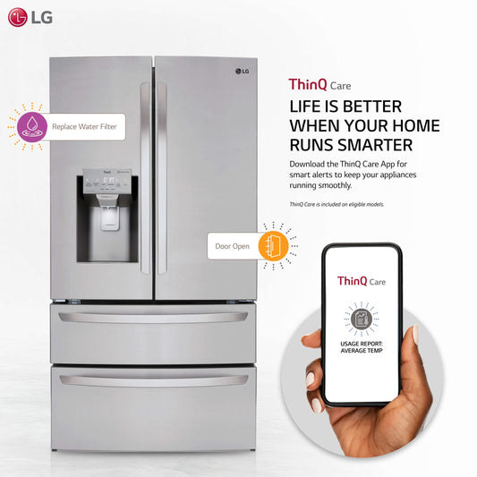 Lg LMXS28626S 28 cu.ft. 4-Door French Door, Standard Depth, Ice & Water, Double Freezer, Stainless Steel