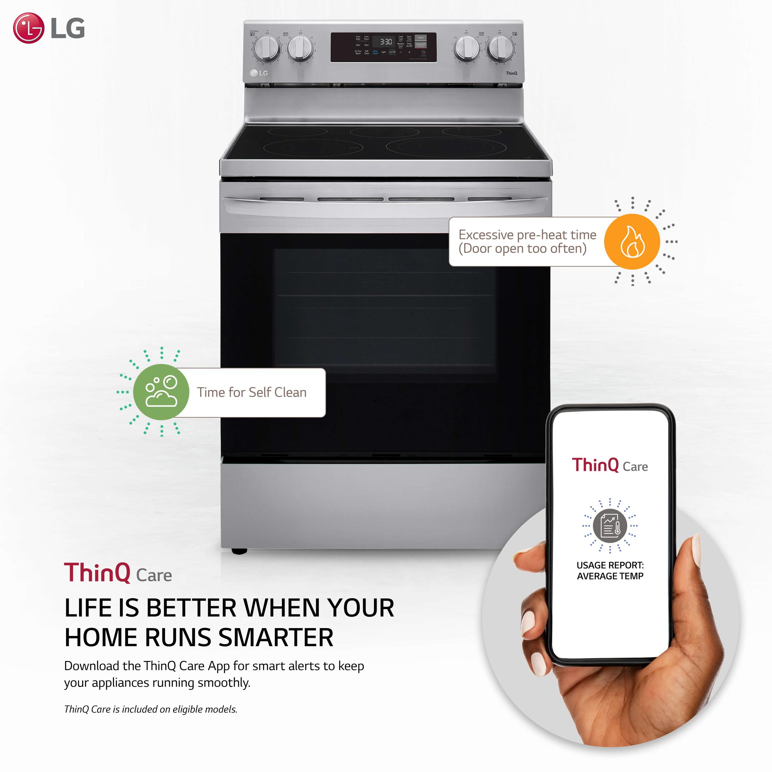 Lg 6.3 cu ft. Smart Wi-Fi Enabled Fan Convection Electric Range with Air Fry