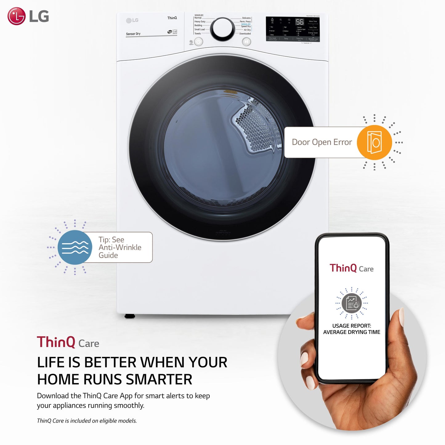 7.4 cu. ft. Ultra Large Capacity Smart wi-fi Enabled Front Load Gas Dryer with Built-In Intelligence