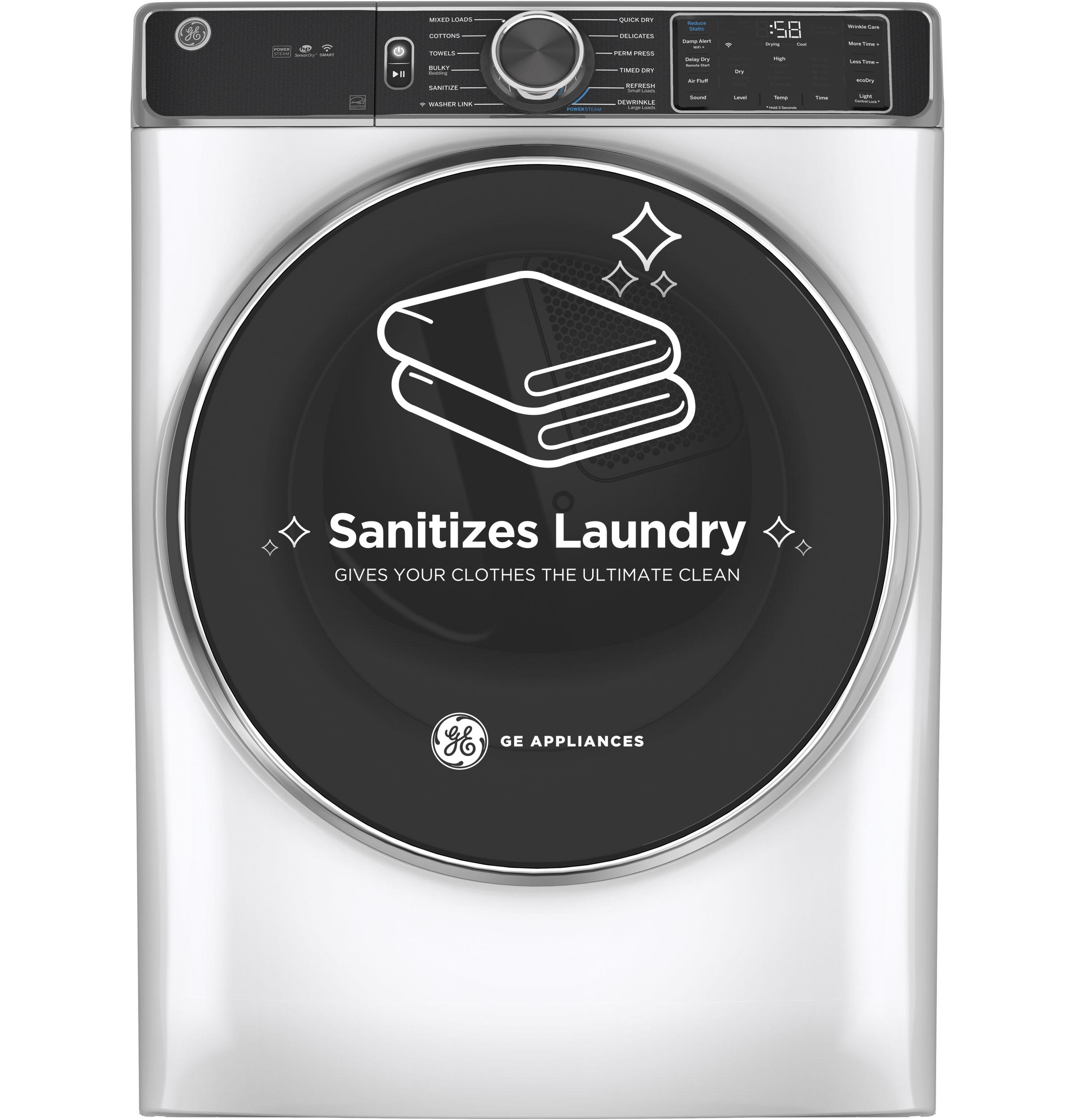 GE® ENERGY STAR® 7.8 cu. ft. Capacity Smart Front Load Electric Dryer with Steam and Sanitize Cycle