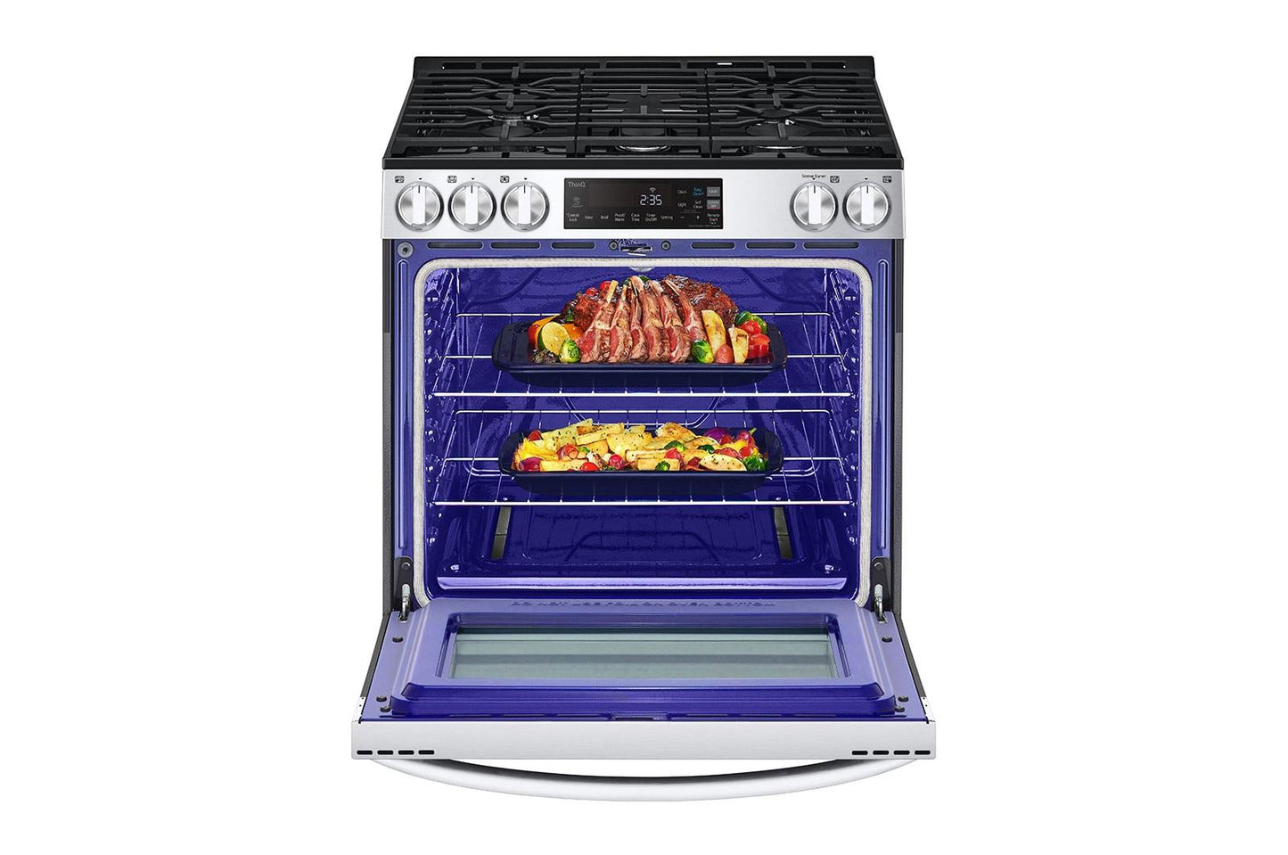 Lg LSGL5831F 5.8 cu.ft. Gas Single OvenSlide-in Range, EasyClean® plus Self Clean, ThinQ™, Printproof™ StainlessSteel