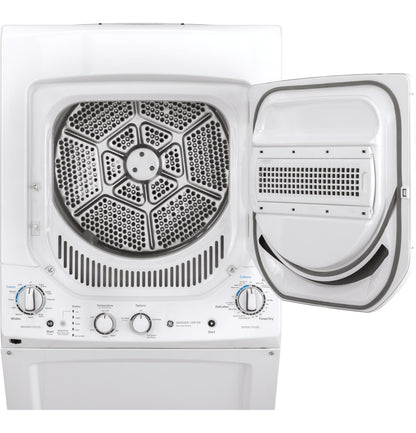 GUD24GSSMWW GE Unitized Spacemaker® 2.3 cu. ft. Capacity Washer with Stainless Steel Basket and 4.4 cu. ft. Capacity Gas Dryer