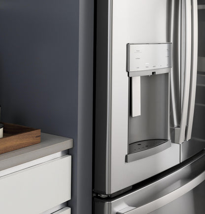 PYE22KYNFS GE Profile™ ENERGY STAR® 22.1 Cu. Ft. Counter-Depth Fingerprint Resistant French-Door Refrigerator with Hands-Free AutoFill