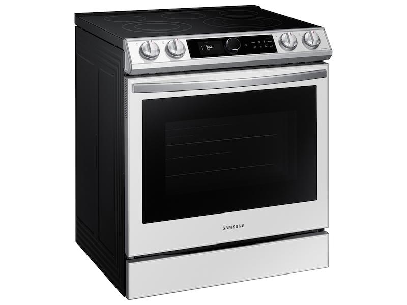 Bespoke Smart Slide-in Electric Range 6.3 cu. ft. with Smart Dial & Air Fry in White Glass