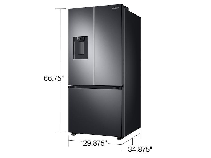 22 cu. ft. Smart 3-Door French Door Refrigerator with External Water Dispenser in Fingerprint Resistant Black Stainless Steel