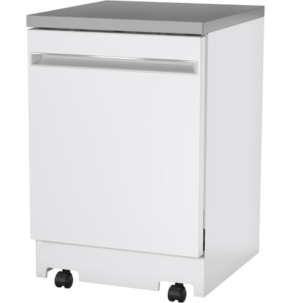 GPT225SGLWW GE® ENERGY STAR® 24" Stainless Steel Interior Portable Dishwasher with Sanitize Cycle