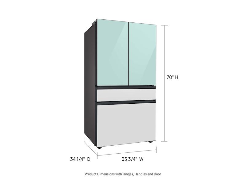 Bespoke 4-Door French Door Refrigerator (29 cu. ft.) with Beverage Center™ in Morning Blue Glass Top Panels and White Glass Middle and Bottom Panels