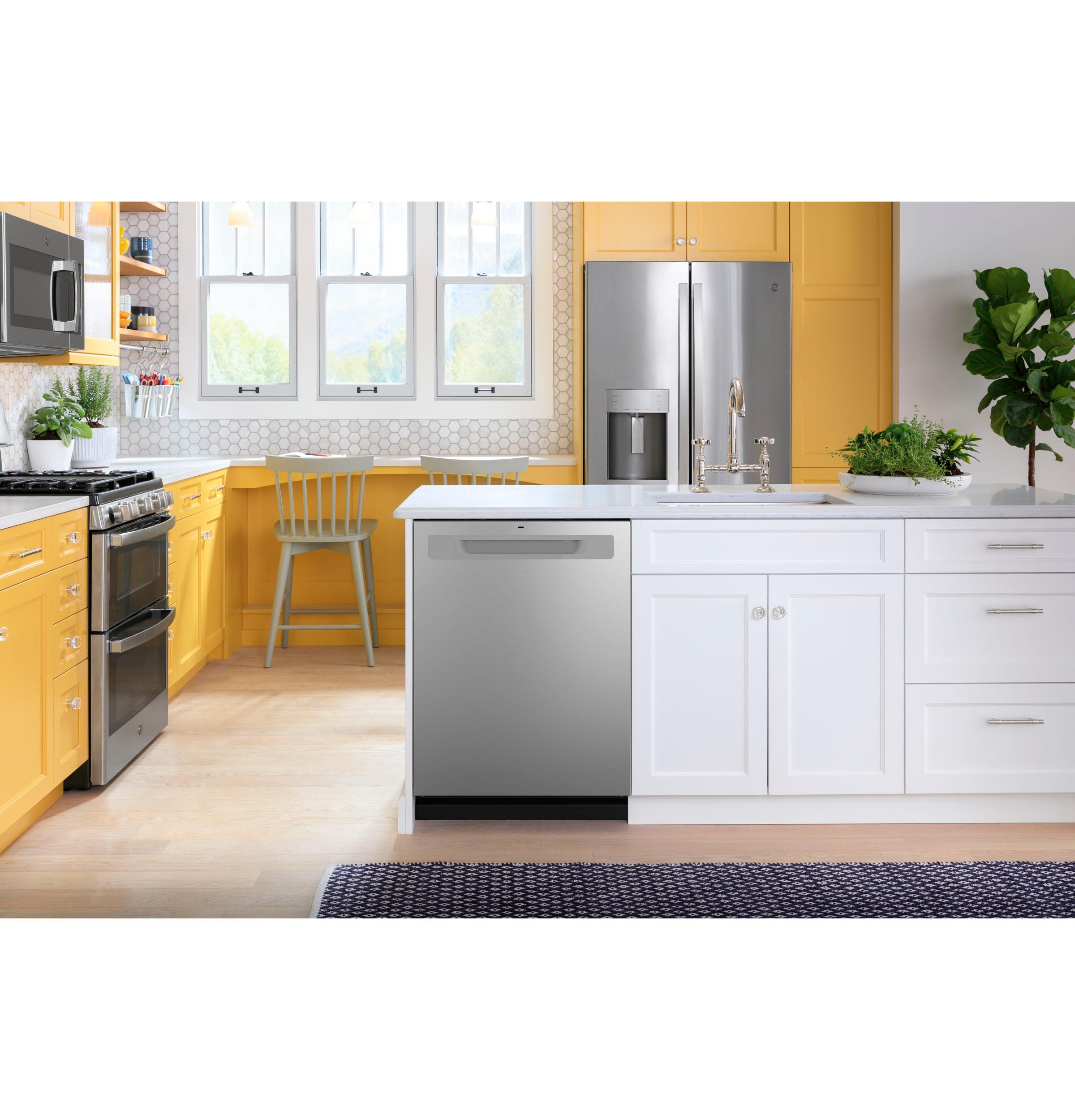 GE® ENERGY STAR® Top Control with Plastic Interior Dishwasher with Sanitize Cycle