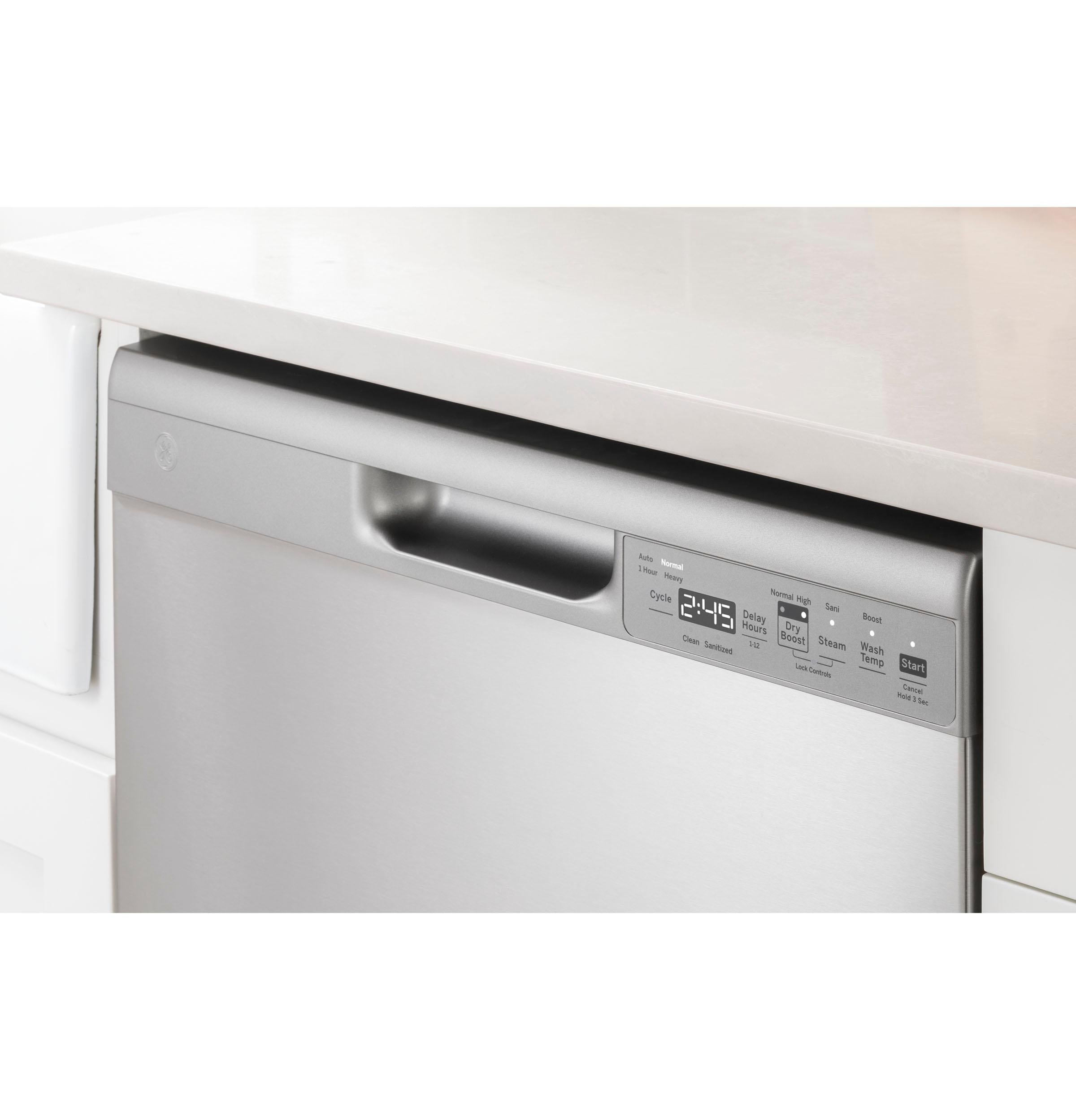 GE® ENERGY STAR® Front Control with Plastic Interior Dishwasher with Sanitize Cycle