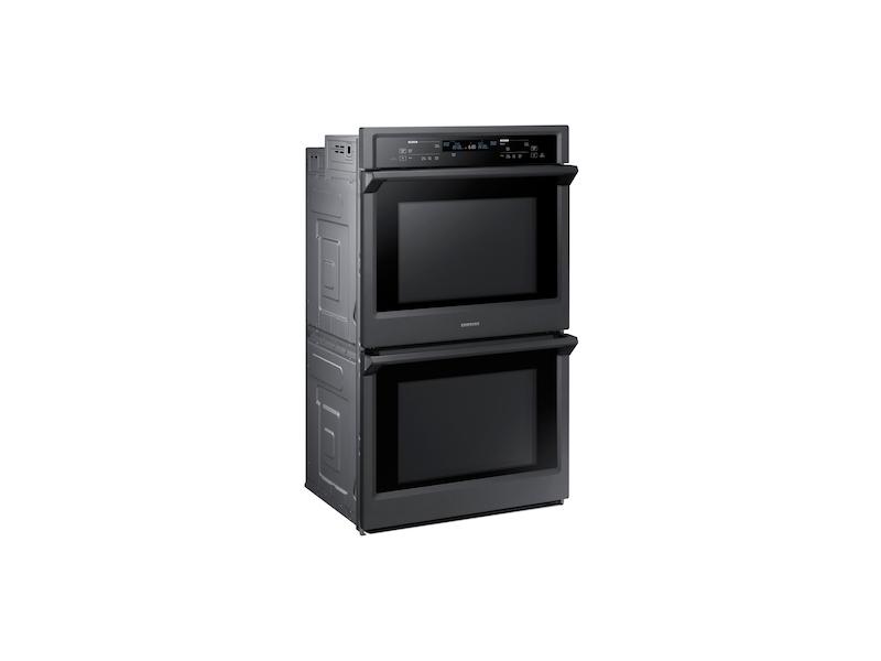 Samsung 30" Smart Double Electric Wall Oven with Steam Cook in Black Stainless Steel