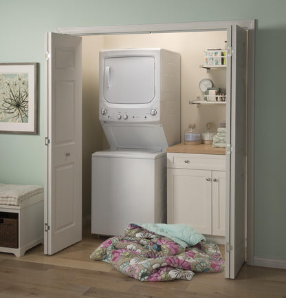GUV27ESSMWW GE Unitized Spacemaker® 3.8 cu. ft. Capacity Washer with Stainless Steel Basket and 5.9 cu. ft. Capacity Long Vent Electric Dryer