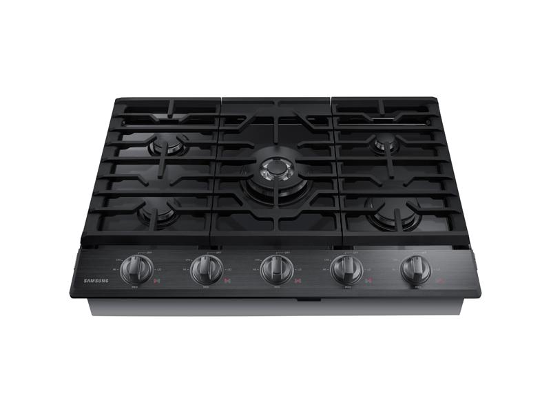Samsung 30" Smart Gas Cooktop with Illuminated Knobs in Black Stainless Steel
