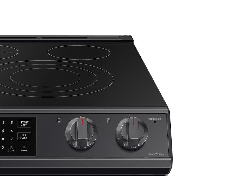 Samsung 6.3 cu. ft. Smart Slide-in Electric Range with Air Fry in Black Stainless Steel
