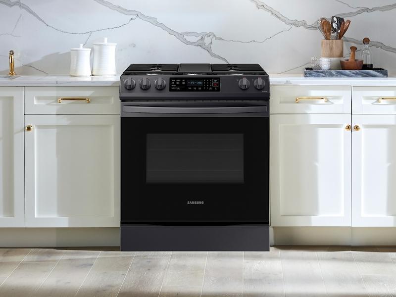 6.0 cu. ft. Smart Slide-in Gas Range with Convection in Black Stainless Steel