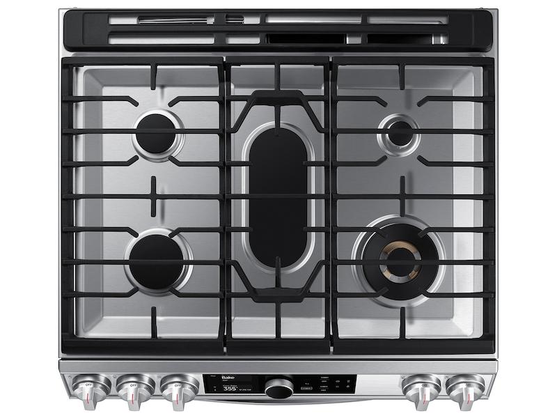 Samsung 6.3 cu. ft. Flex Duo™ Front Control Slide-in Dual Fuel Range with Smart Dial, Air Fry, and Wi-Fi in Stainless Steel