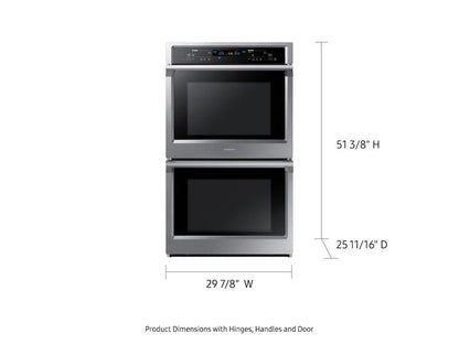 Samsung 30" Smart Double Electric Wall Oven with Steam Cook in Stainless Steel