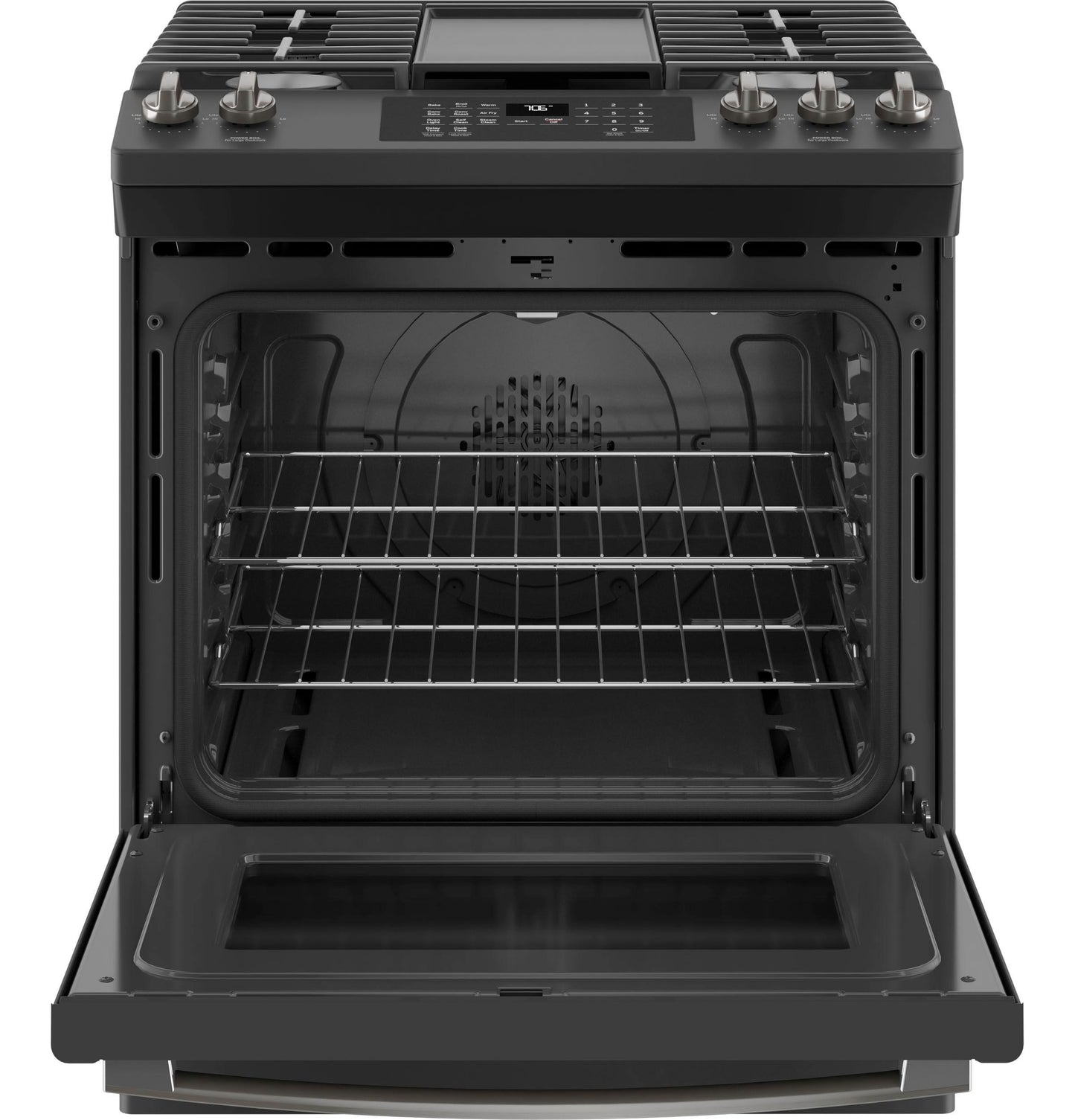 GE® 30" Slide-In Front-Control Convection Gas Range with No Preheat Air Fry