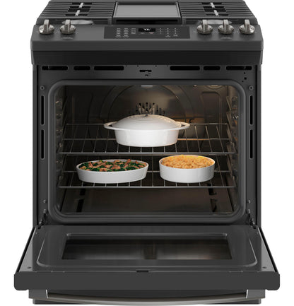 GE® 30" Slide-In Front-Control Convection Gas Range with No Preheat Air Fry