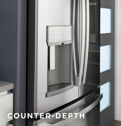 PYE22KYNFS GE Profile™ ENERGY STAR® 22.1 Cu. Ft. Counter-Depth Fingerprint Resistant French-Door Refrigerator with Hands-Free AutoFill