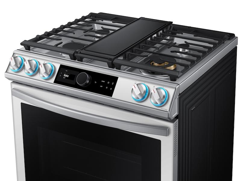 Bespoke Smart Slide-in Gas Range 6.0 cu. ft. with Smart Dial, Air Fry & Wi-Fi in White Glass