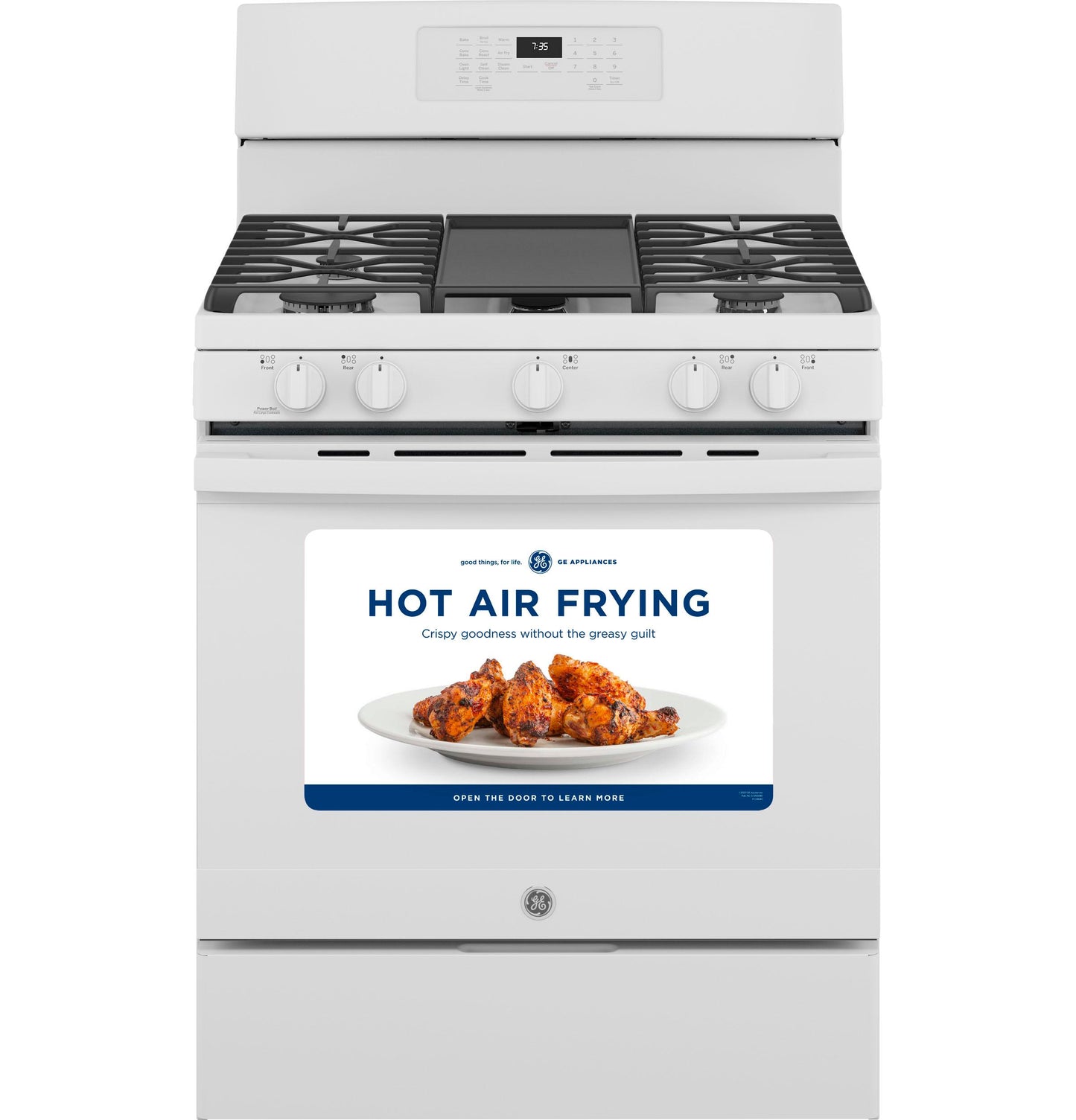JGB735DPWW GE® 30" Free-Standing Gas Convection Range with No Preheat Air Fry