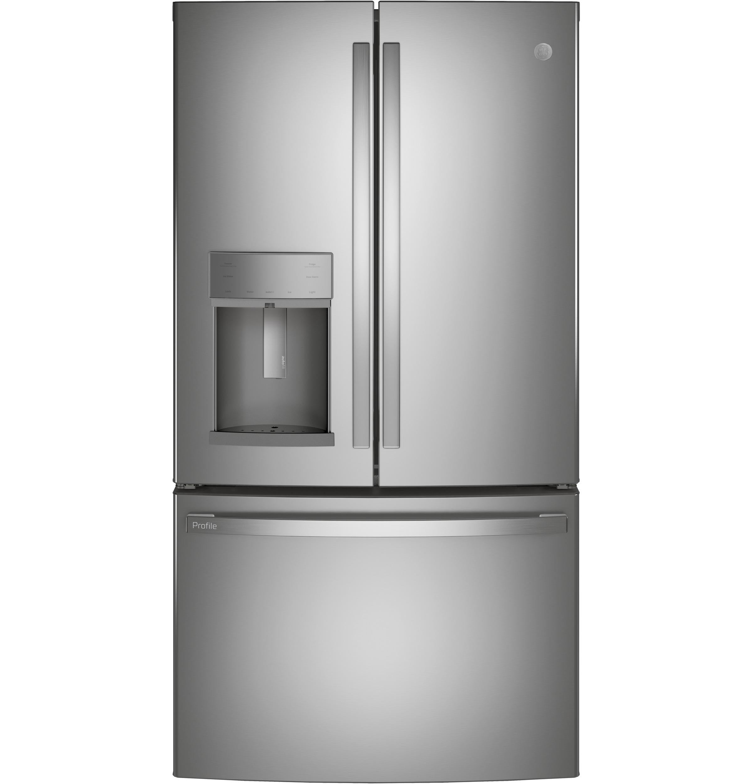 PYE22KYNFS GE Profile™ ENERGY STAR® 22.1 Cu. Ft. Counter-Depth Fingerprint Resistant French-Door Refrigerator with Hands-Free AutoFill