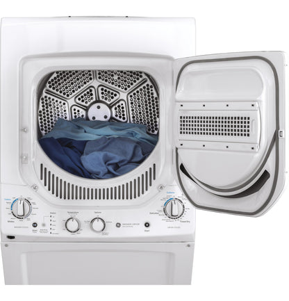 GUD24GSSMWW GE Unitized Spacemaker® 2.3 cu. ft. Capacity Washer with Stainless Steel Basket and 4.4 cu. ft. Capacity Gas Dryer