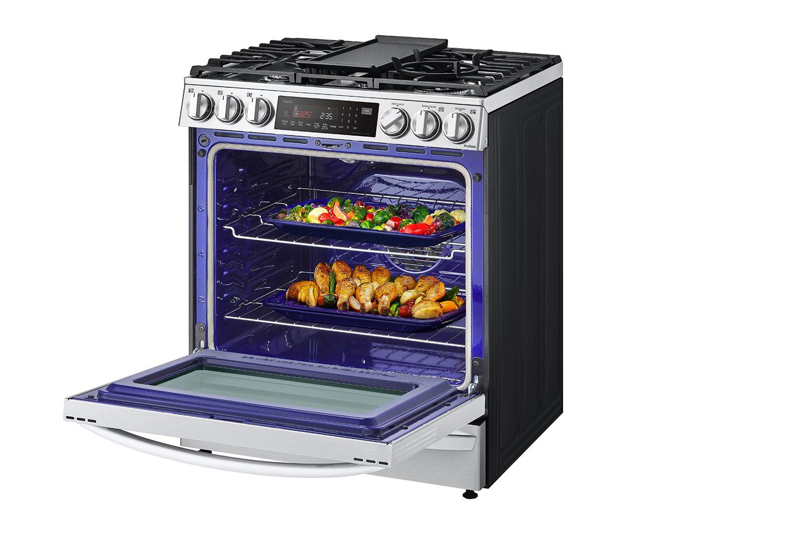 Lg 6.3 cu ft. Smart Wi-Fi Enabled ProBake Convection® InstaView™ Gas Slide-in Range with Air Fry