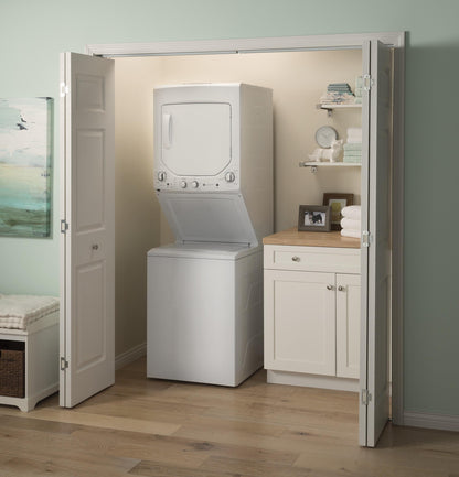 GUD24GSSMWW GE Unitized Spacemaker® 2.3 cu. ft. Capacity Washer with Stainless Steel Basket and 4.4 cu. ft. Capacity Gas Dryer
