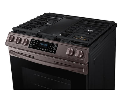 Samsung 6.0 cu ft. Smart Slide-in Gas Range with Air Fry in Tuscan Stainless Steel