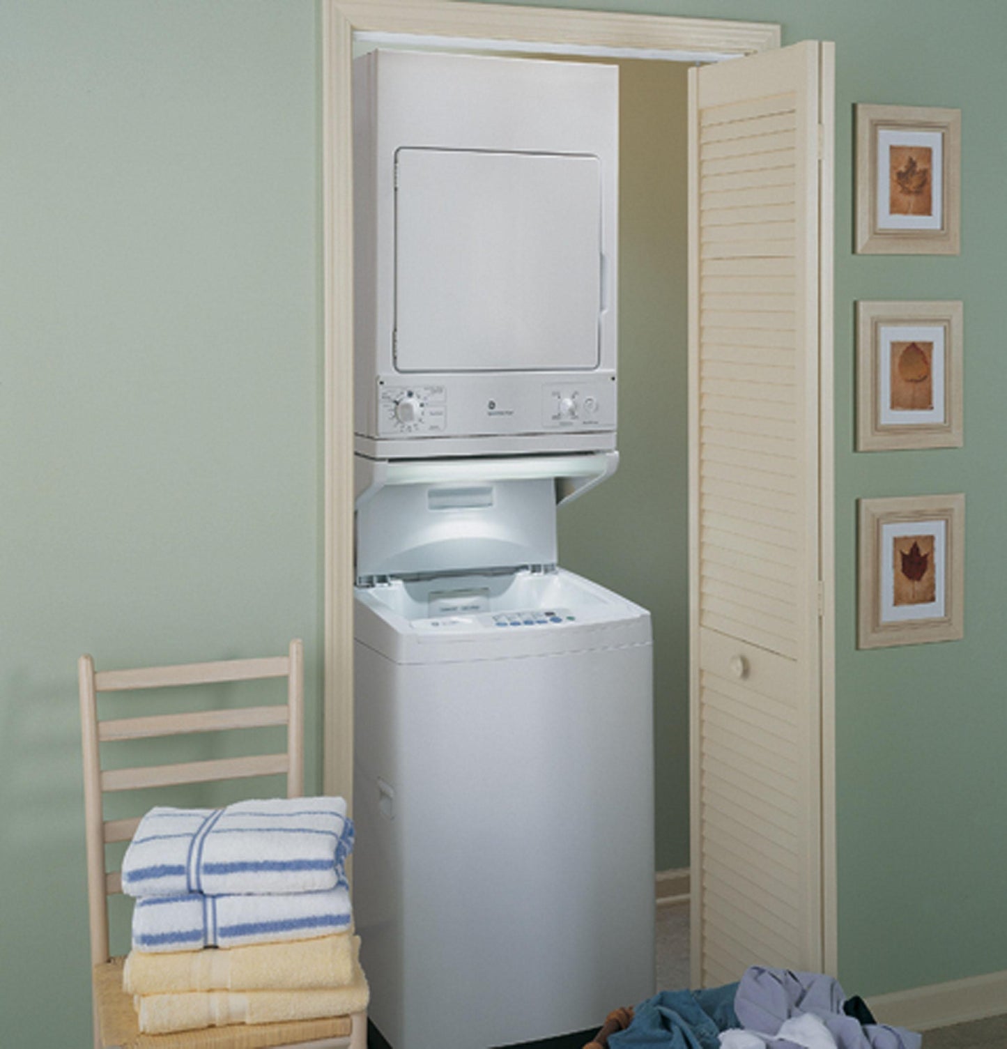 DSKS433EBWW GE Spacemaker® 240V 3.6 cu. ft. Capacity Stationary Electric Dryer