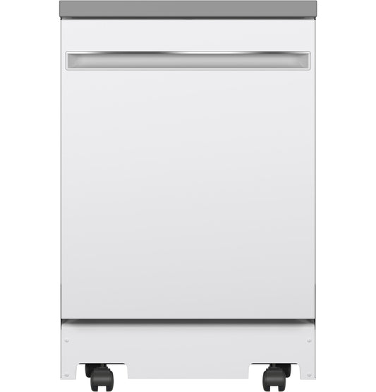 GPT225SGLWW GE® ENERGY STAR® 24" Stainless Steel Interior Portable Dishwasher with Sanitize Cycle