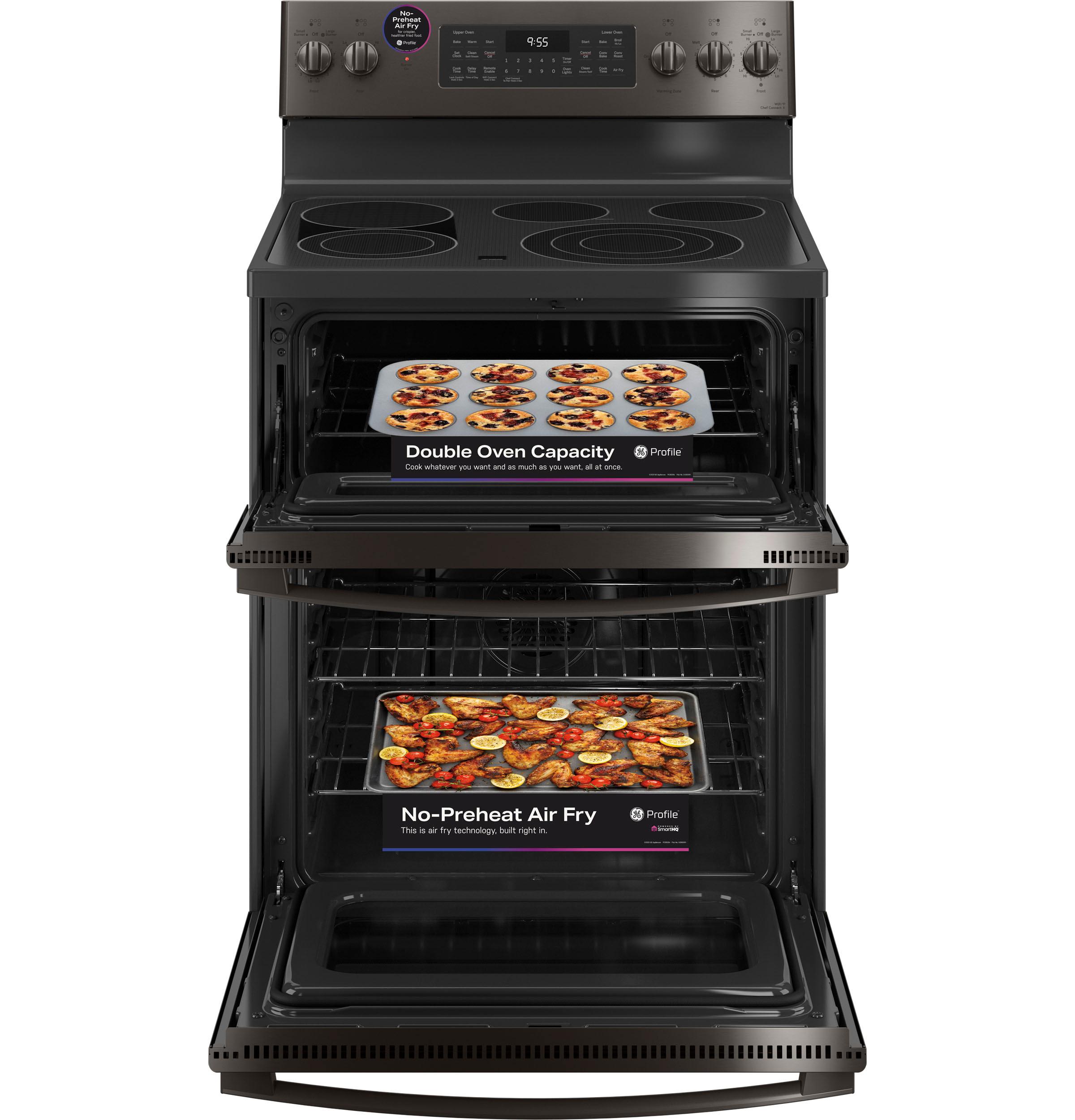 PB965BPTS GE Profile™ 30" Smart Free-Standing Electric Double Oven Convection Range with No Preheat Air Fry