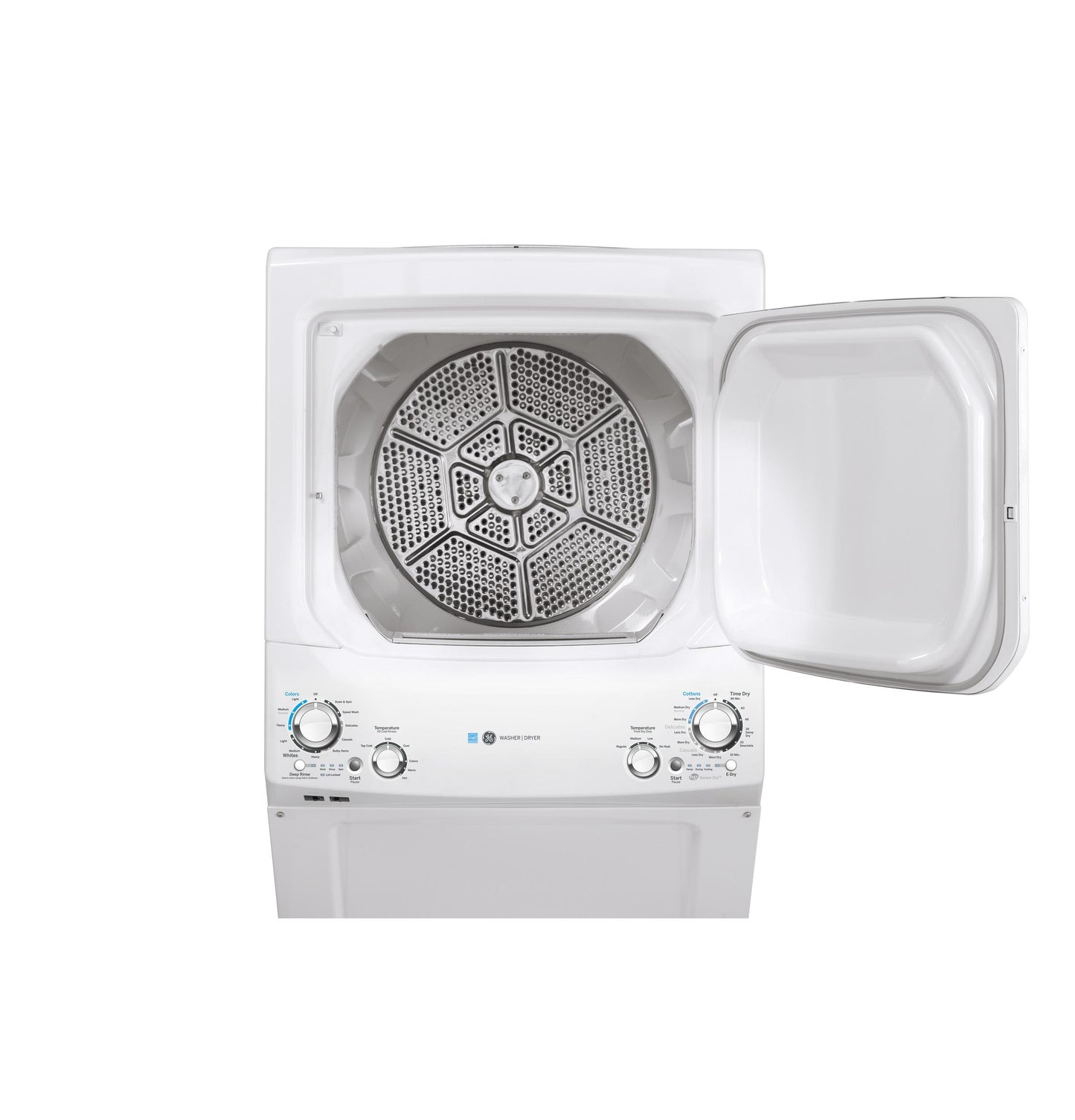 GUD27GESNWW GE Unitized Spacemaker® ENERGY STAR® 3.9 cu. ft. Capacity Washer with Stainless Steel Basket and 5.9 cu. ft. Capacity Gas Dryer
