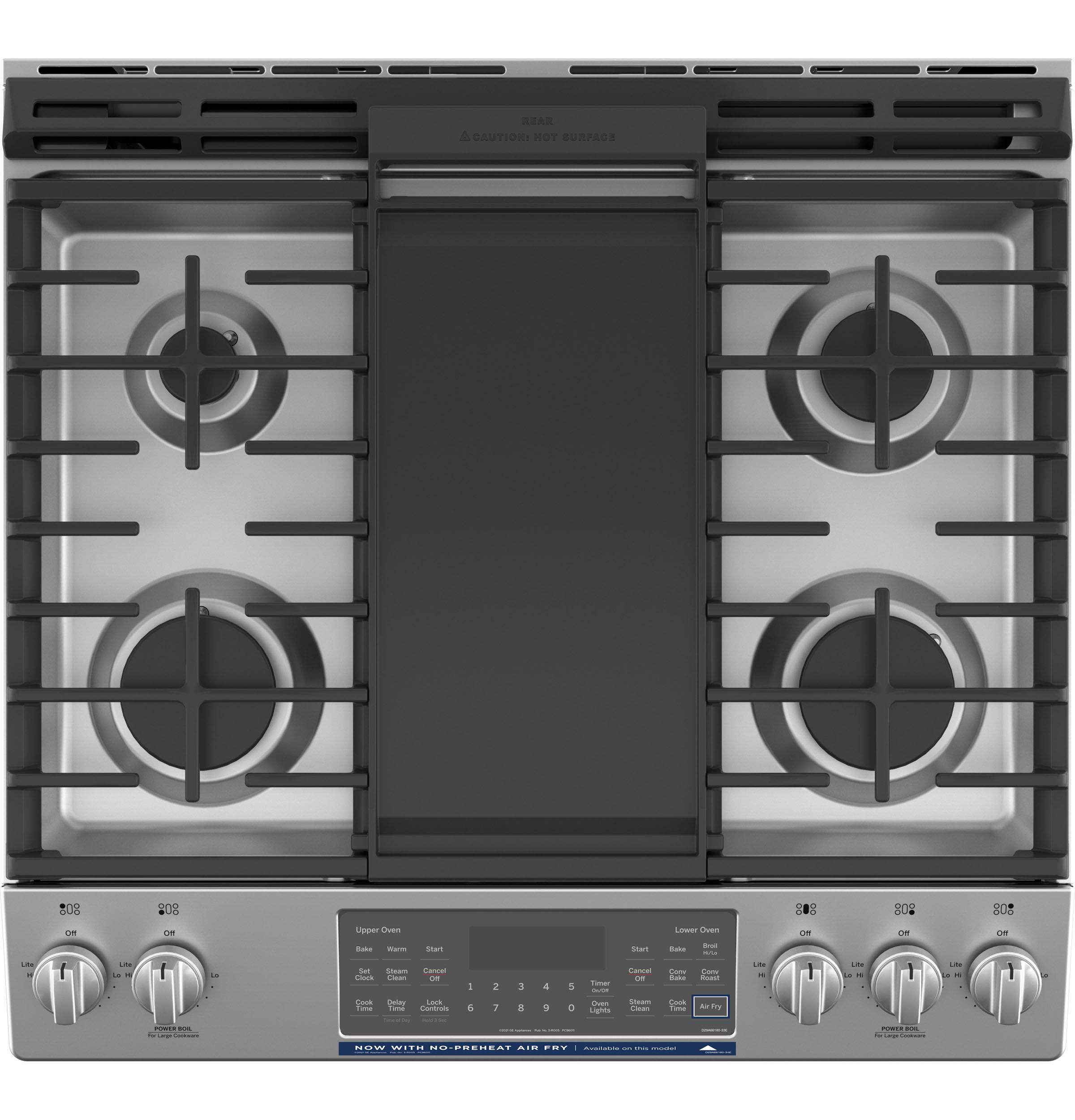 GE® 30" Slide-In Front Control Gas Double Oven Range