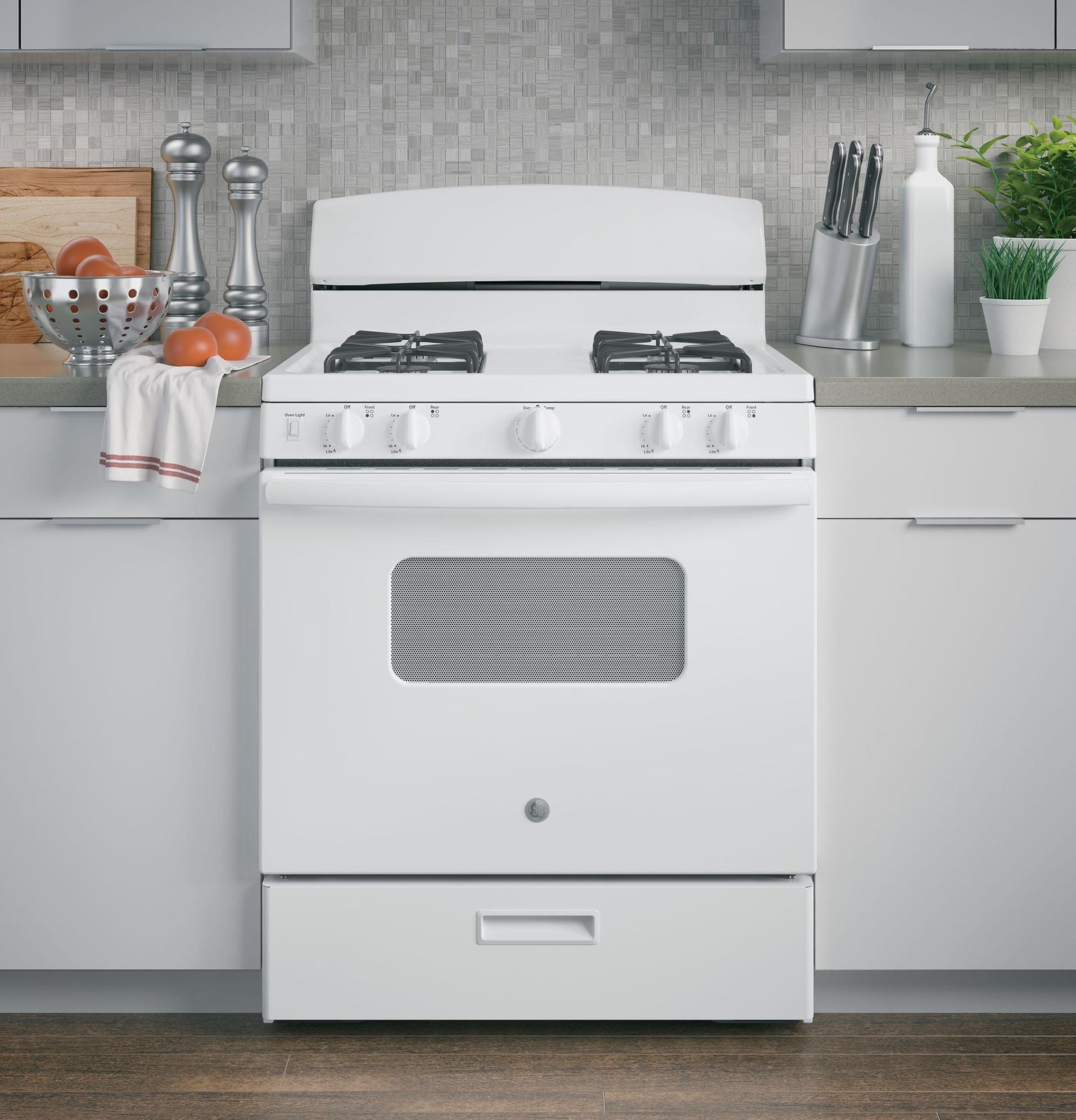 JGBS10DEMWW GE® 30" Free-Standing Front Control Gas Range