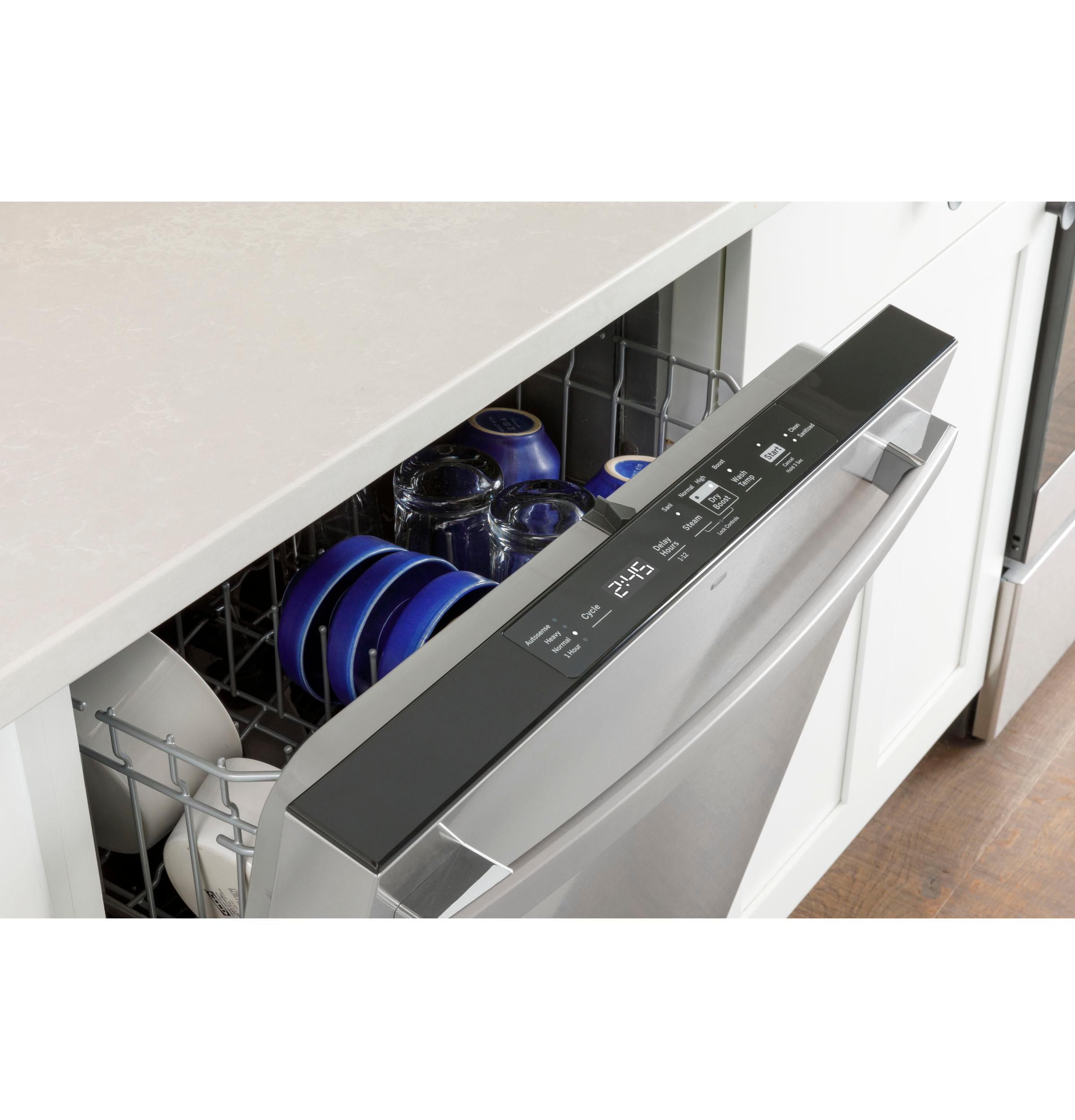 GE® ENERGY STAR® Top Control with Plastic Interior Dishwasher with Sanitize Cycle